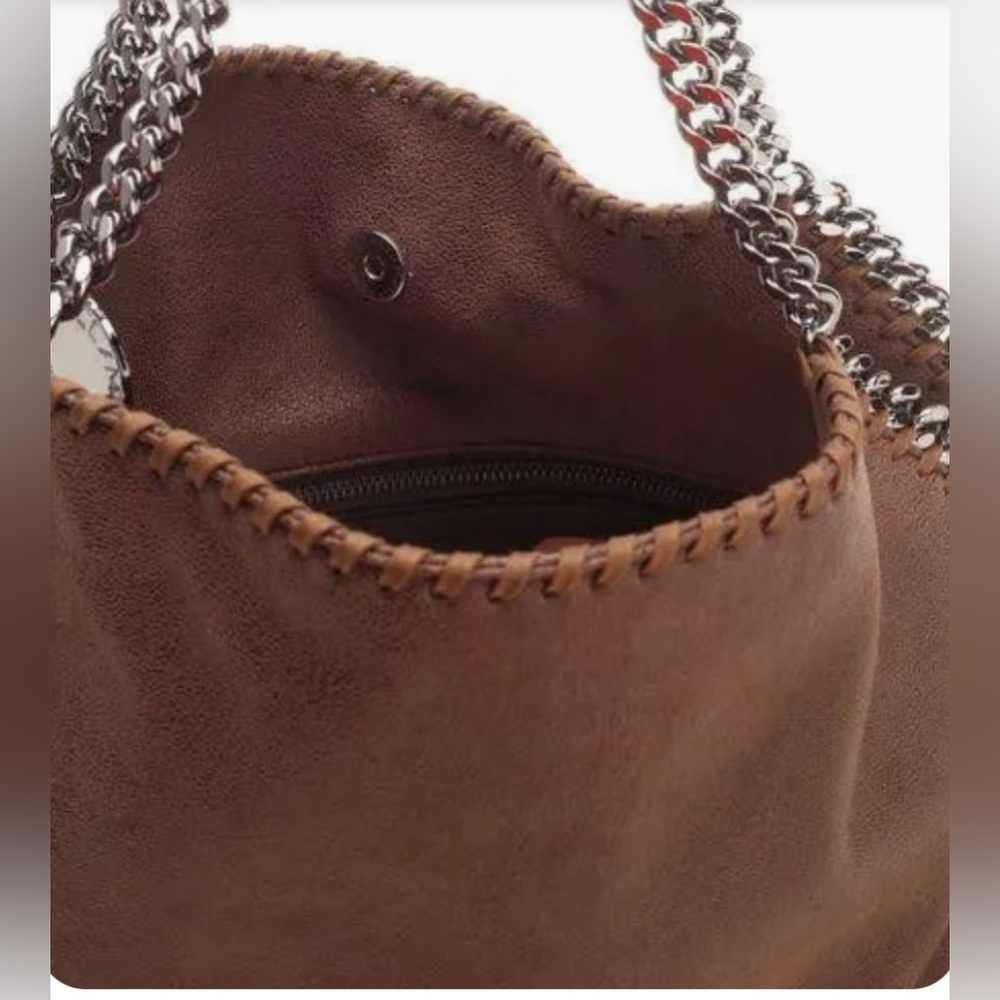 Stella McCartney Falabella Shoulder Bag Tote Brown Shaggy Deer Silver Hardware - Picture 6 of 11